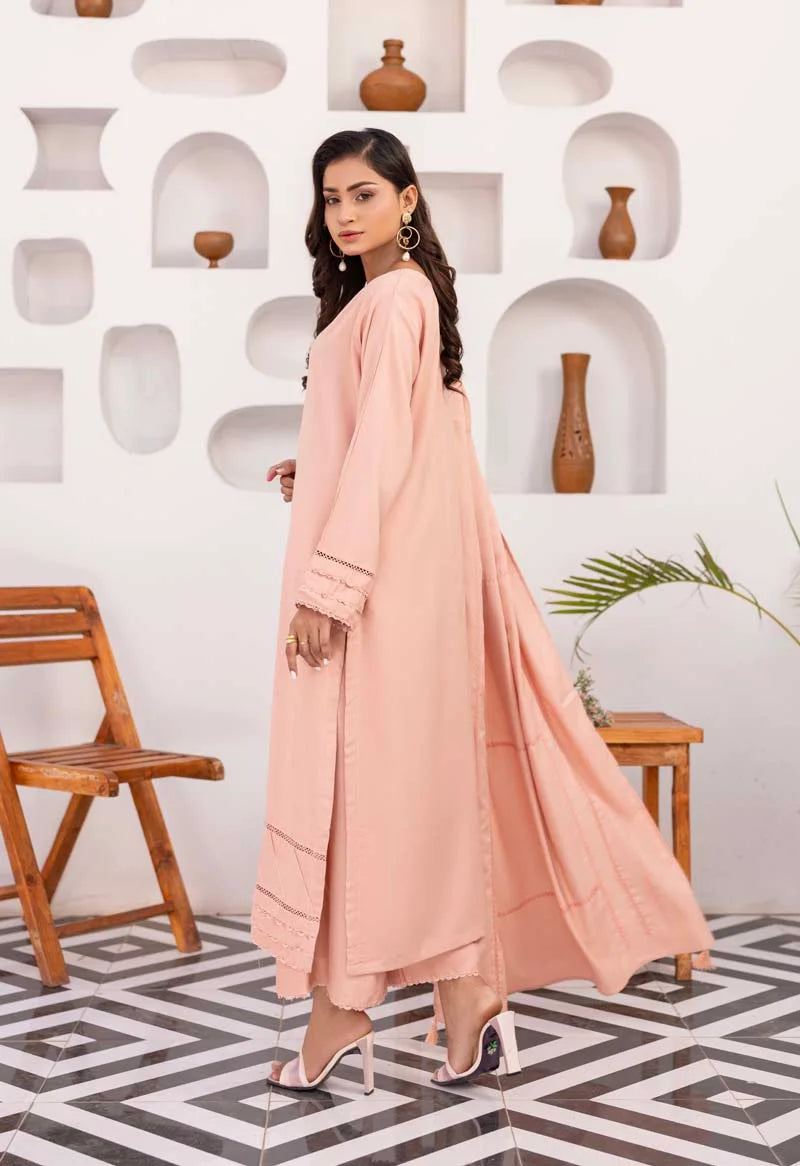 Suffuse 3 Piece Dhanak Linen Suit with Embroidered Shawl DG35