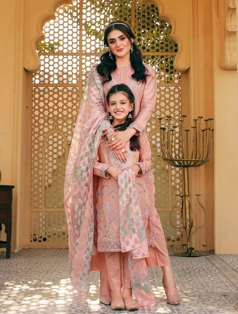 Ally's Mummy & Me Girls Peach Eid Outfit AL959K