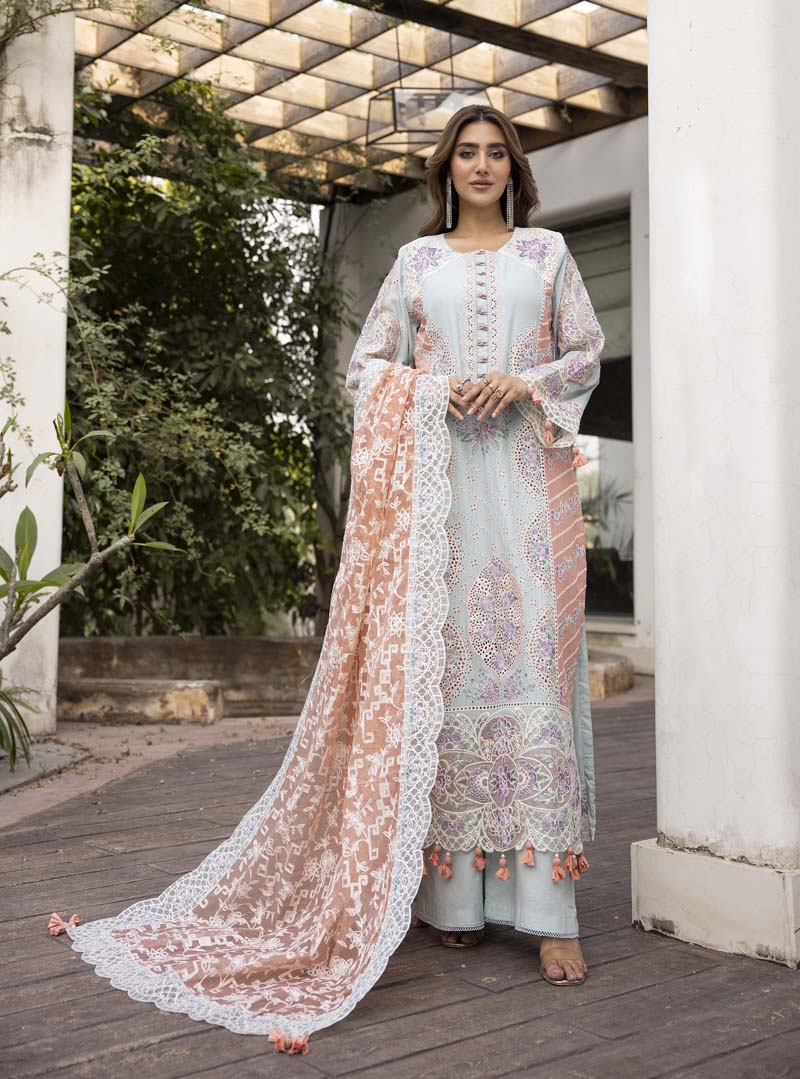 Ivana Luxury Sea Green Chikan Kari Desi Eid Outfit SIG08 - Desi Posh