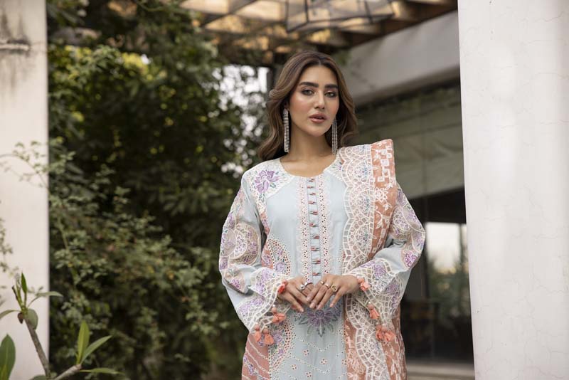 Ivana Luxury Sea Green Chikan Kari Desi Eid Outfit SIG08 - Desi Posh