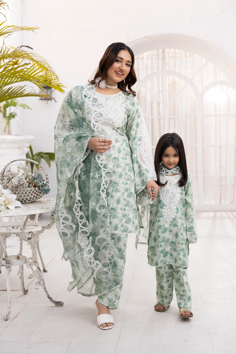 Ethnic Inspired Mummy & Me Kids 3 Piece Outfit Green