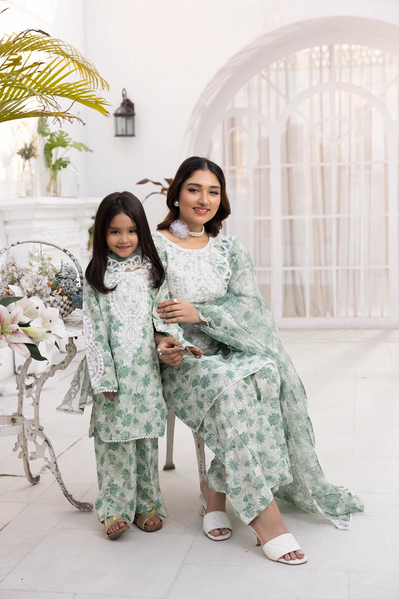 Ethnic Inspired Mummy & Me Kids 3 Piece Outfit Green