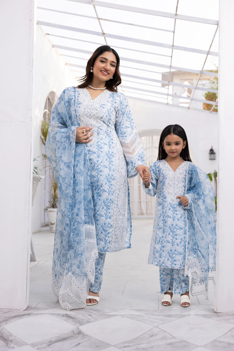 Ethnic Inspired Mummy & Me Kids 3 Piece Outfit Blue