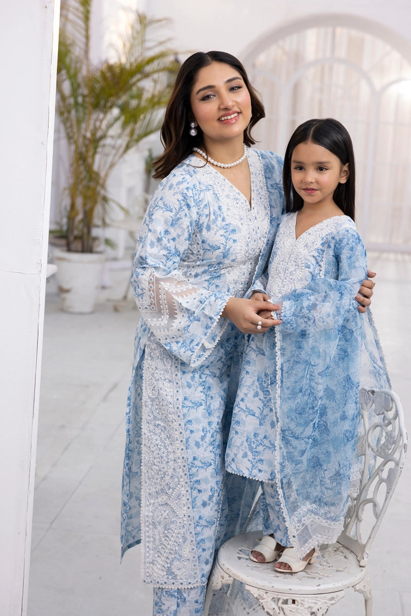 Ethnic Inspired Mummy & Me Kids 3 Piece Outfit Blue