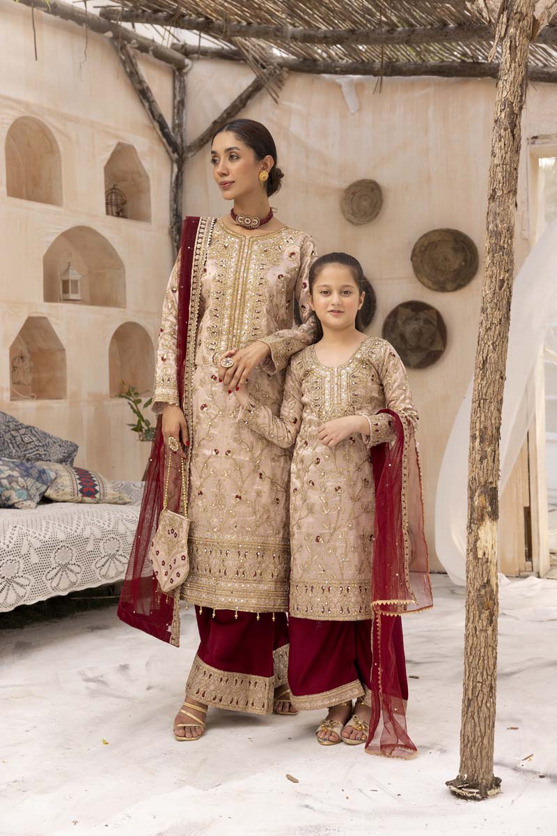 Nureh Mother & Daughter Pink Ladies Wedding Palazzo Oufit