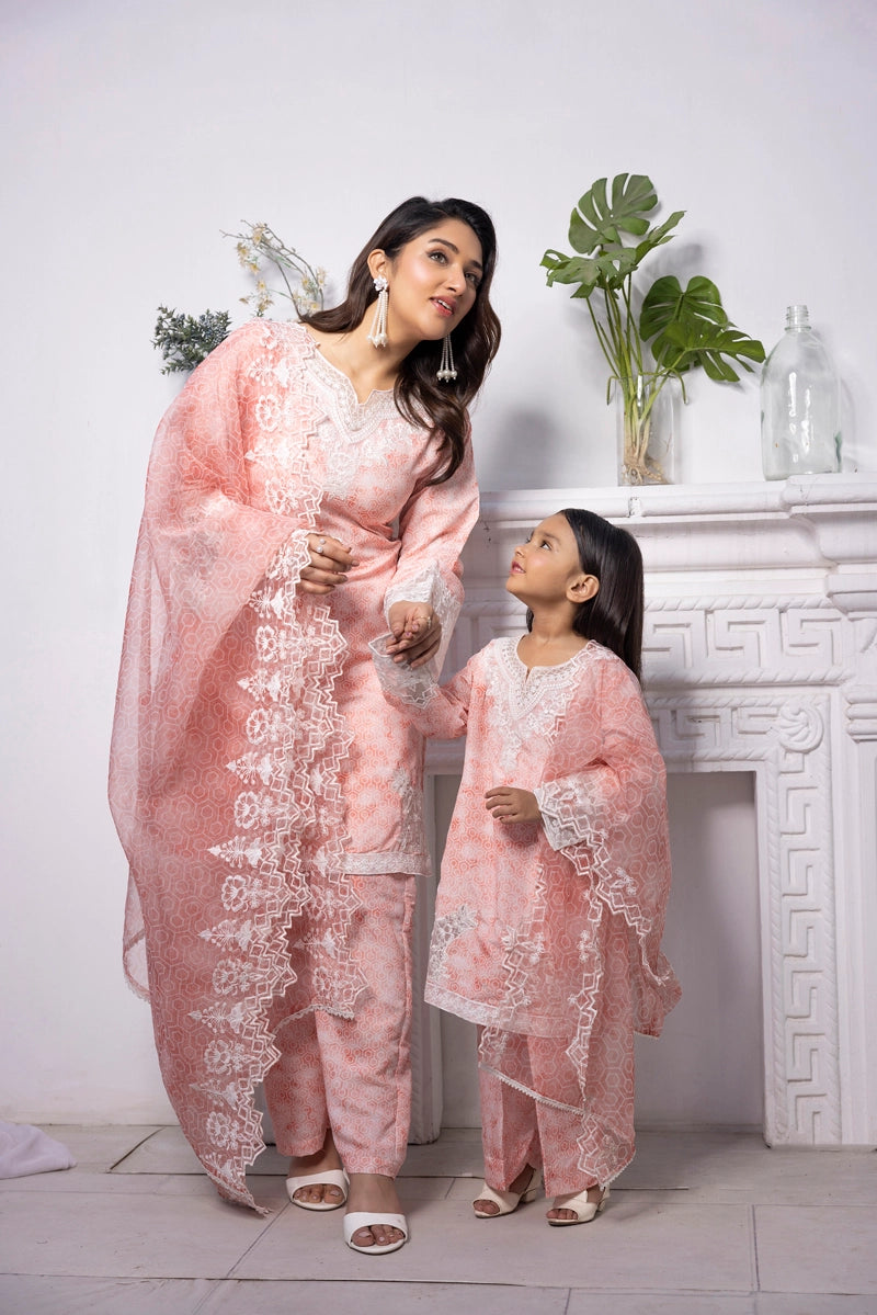 Ethnic Inspired Mummy & Me Kids 3 Piece Outfit Peachy Pink