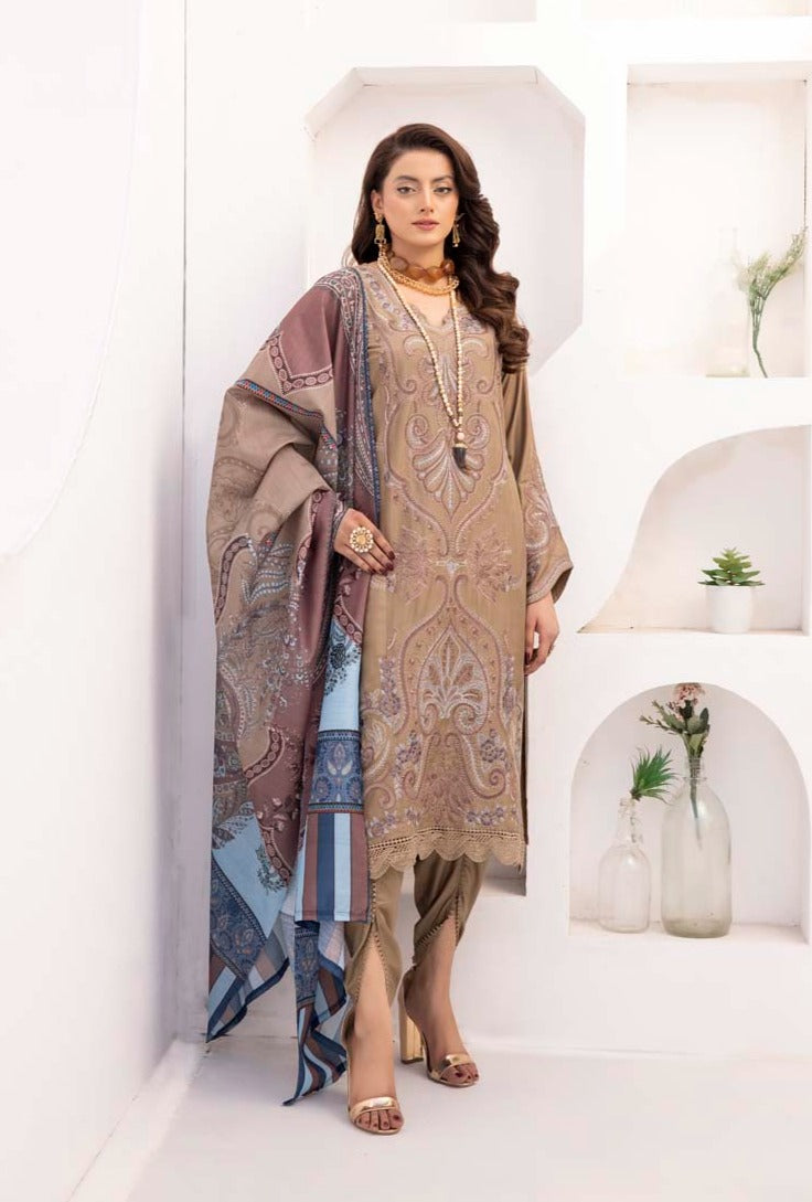 Maria B Inspired M.Prints 3 Piece Linen Outfit MPT-2003-A - Desi Posh