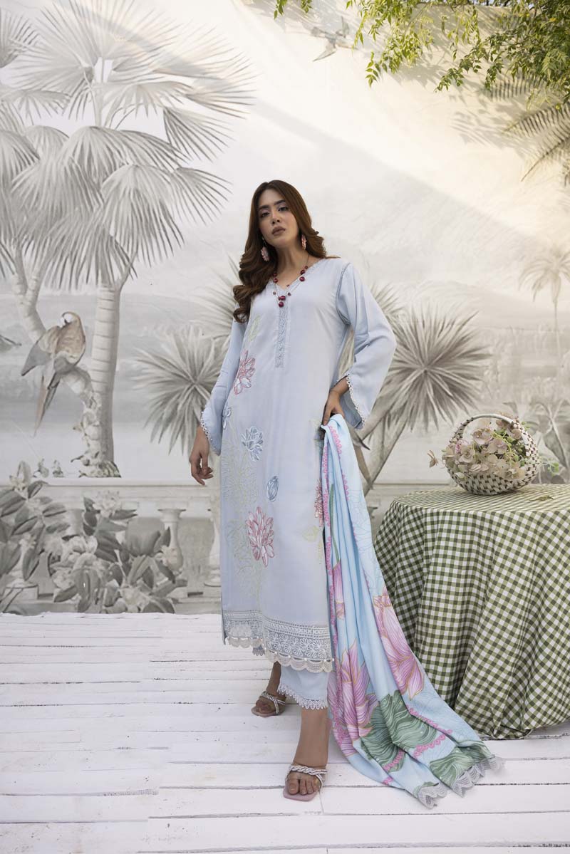 Maria B Inspired 3 Piece Linen Long Kameez Outfit MP01B