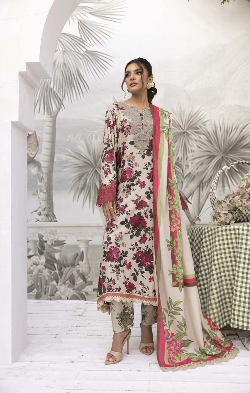 Maria B Inspired 3 Piece Winter Linen Kameez Outfit MP04B