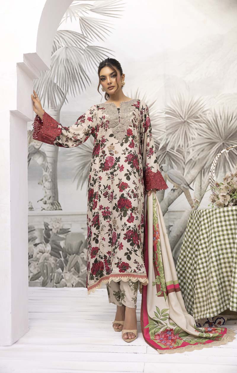 Maria B Inspired 3 Piece Winter Linen Kameez Outfit MP04B