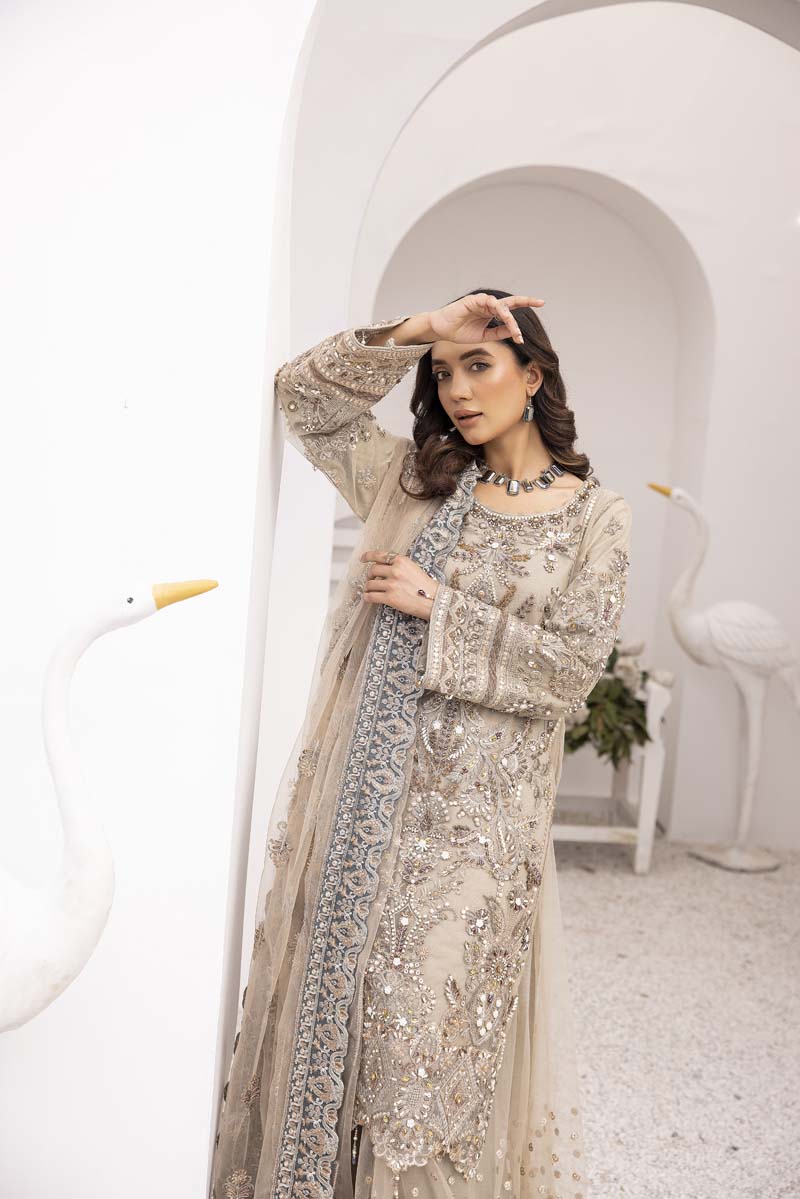 Imrozia Premium Inspired Embroidered 3 Piece Wedding Sharara Outfit - Desi Posh