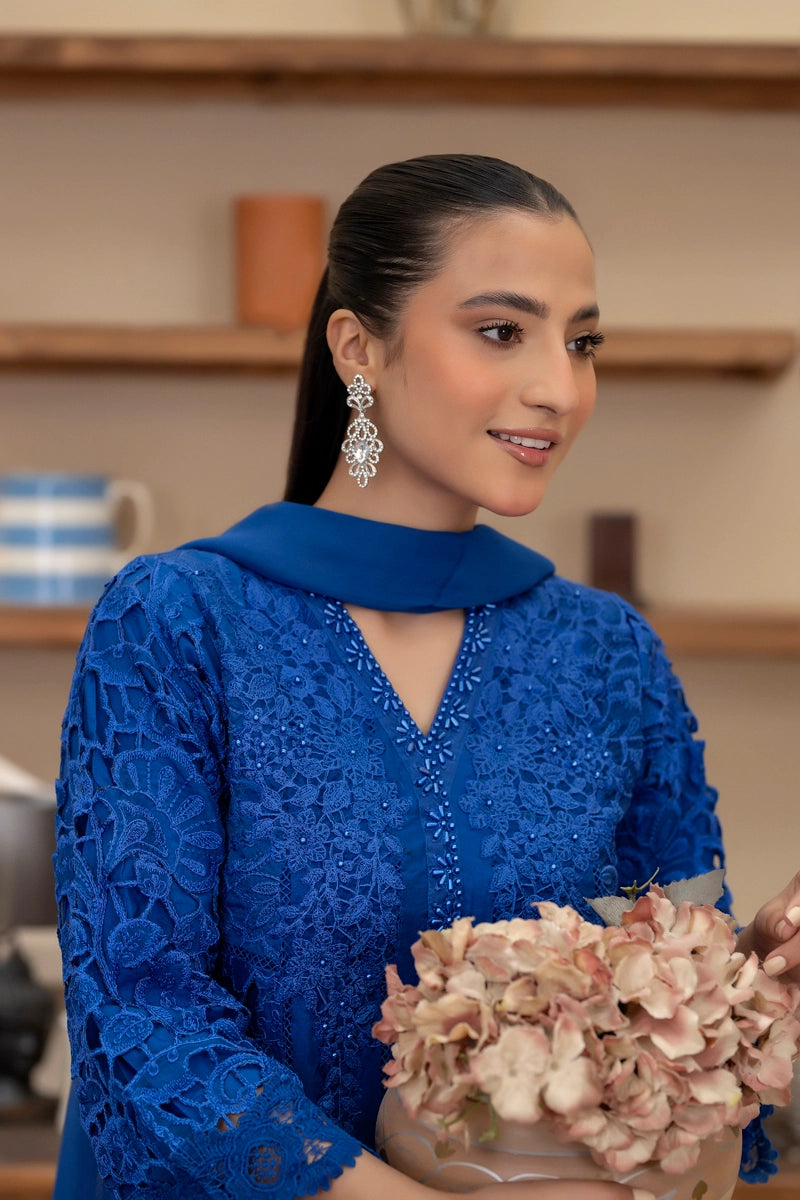 Maria B Inspired Ladies Blue Chikan Kari Mummy & Me Eid Outfit