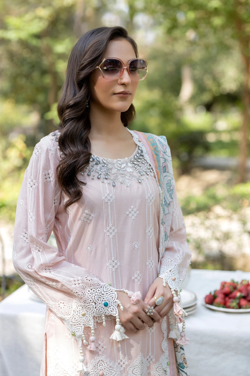 Ivana Luxury Peach Chikan Kari Embroidered Farshi Salwar Eid Outfit SIG12