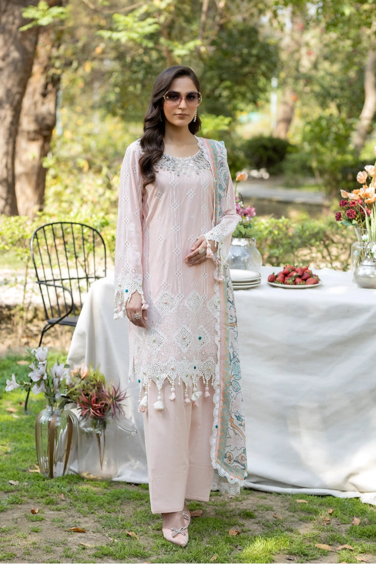 Ivana Luxury Peach Chikan Kari Embroidered Farshi Salwar Eid Outfit SIG12