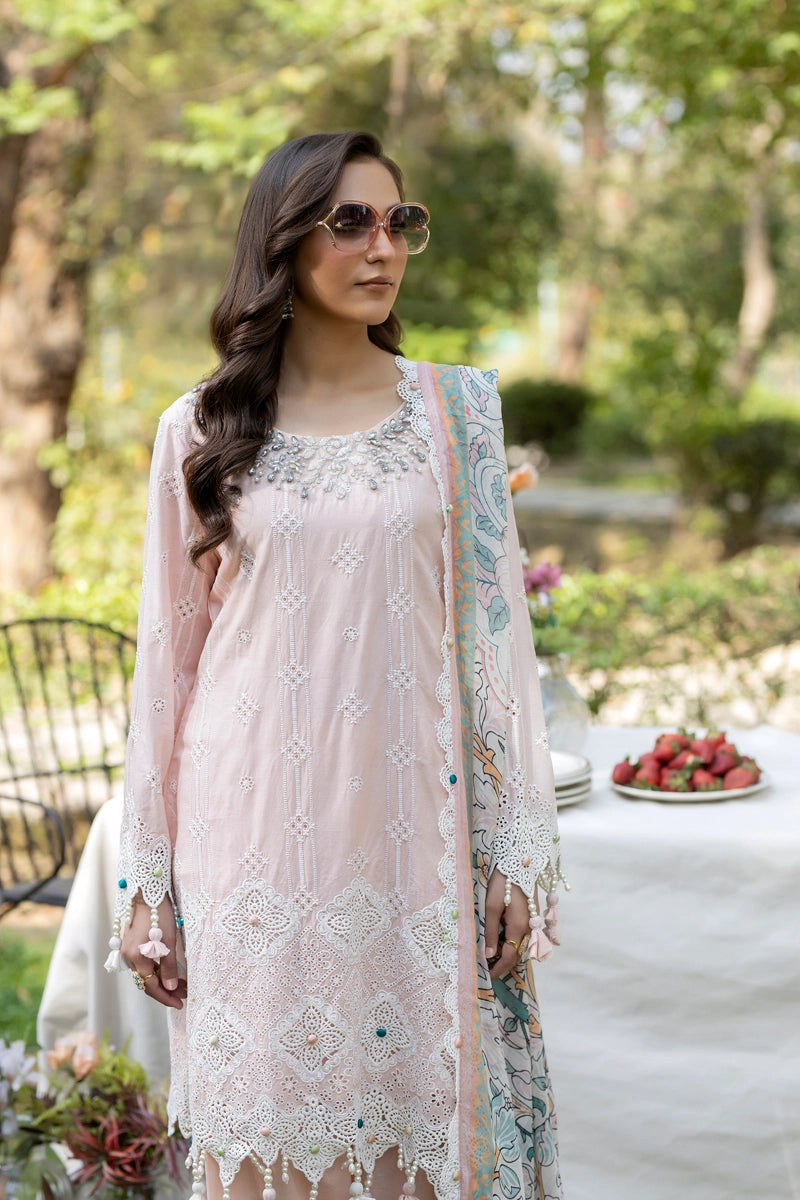 Ivana Luxury Peach Chikan Kari Embroidered Farshi Salwar Eid Outfit SIG12