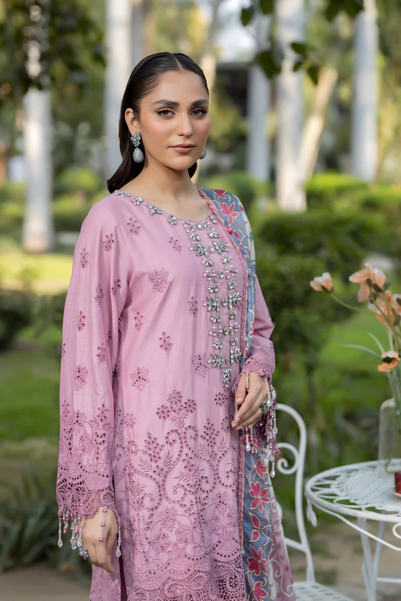 Ivana Luxury Pink Chikan Kari Embroidered Farshi Salwar Eid Outfit SIG17