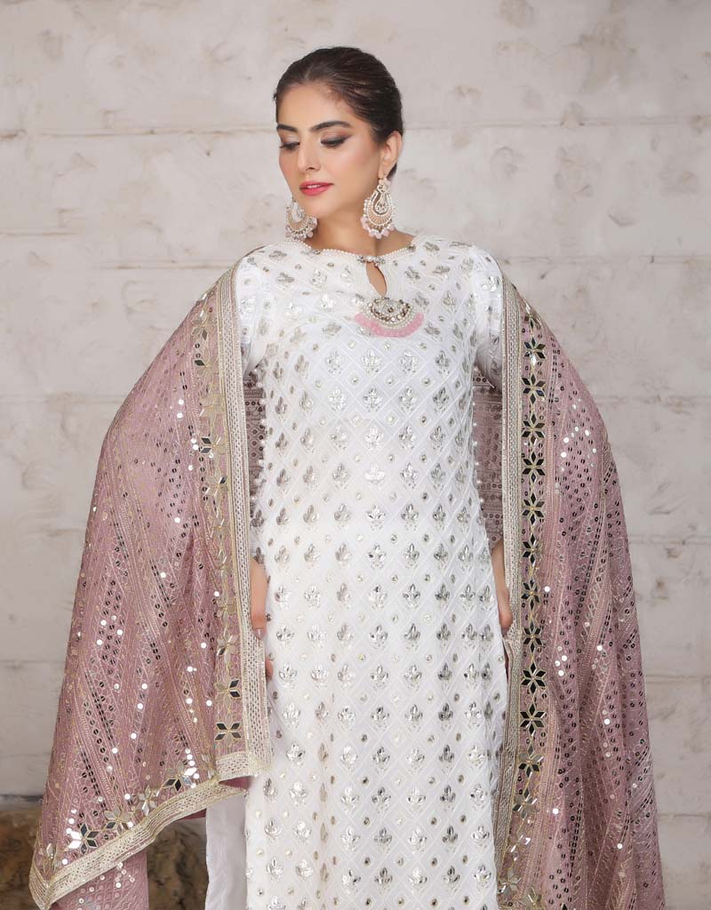 Imrozia Inspired Riwayat Embroidered Pink and Green 3 Piece Wedding Outfit