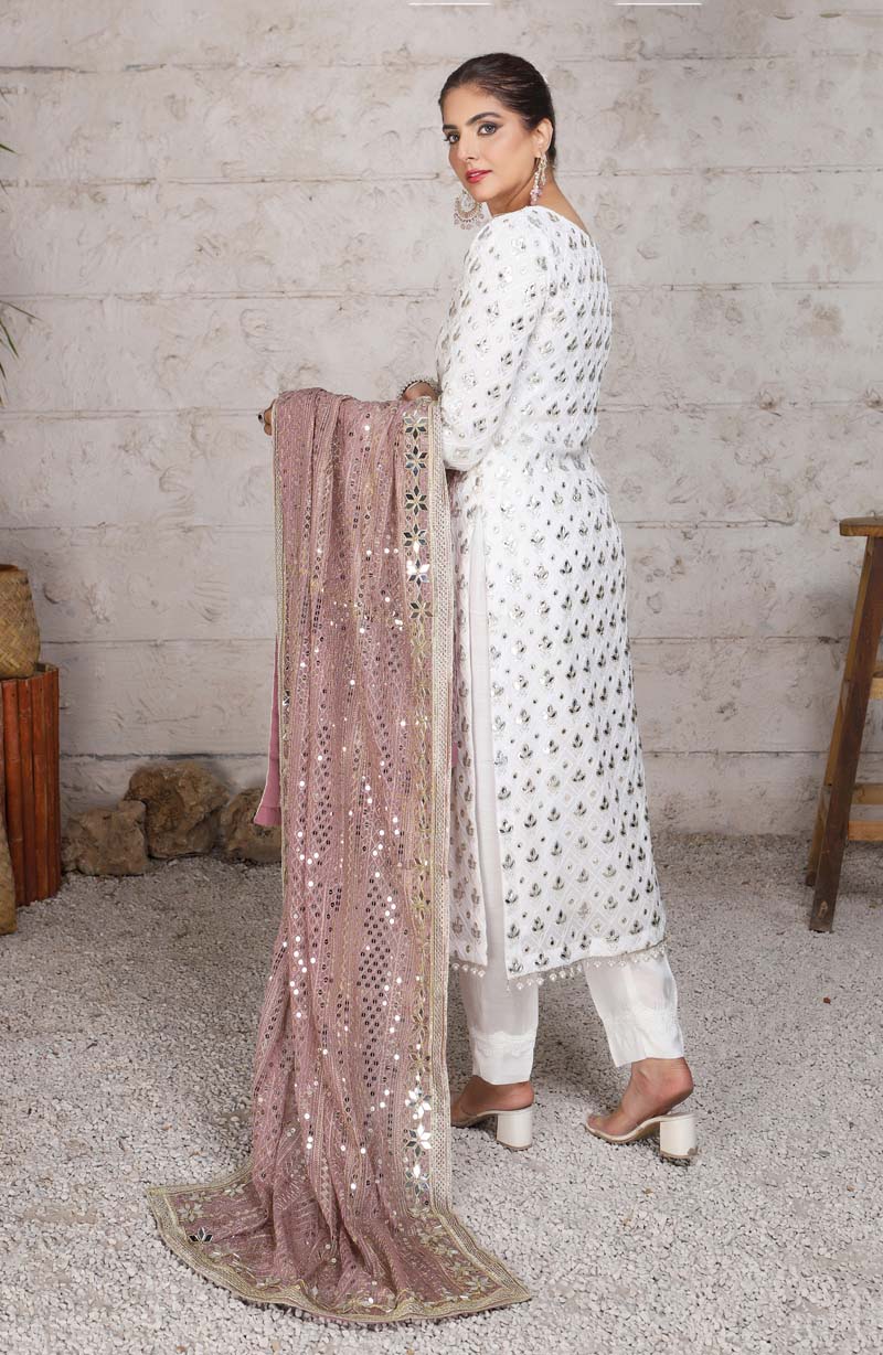 Imrozia Inspired Riwayat Embroidered Pink and Green 3 Piece Wedding Outfit