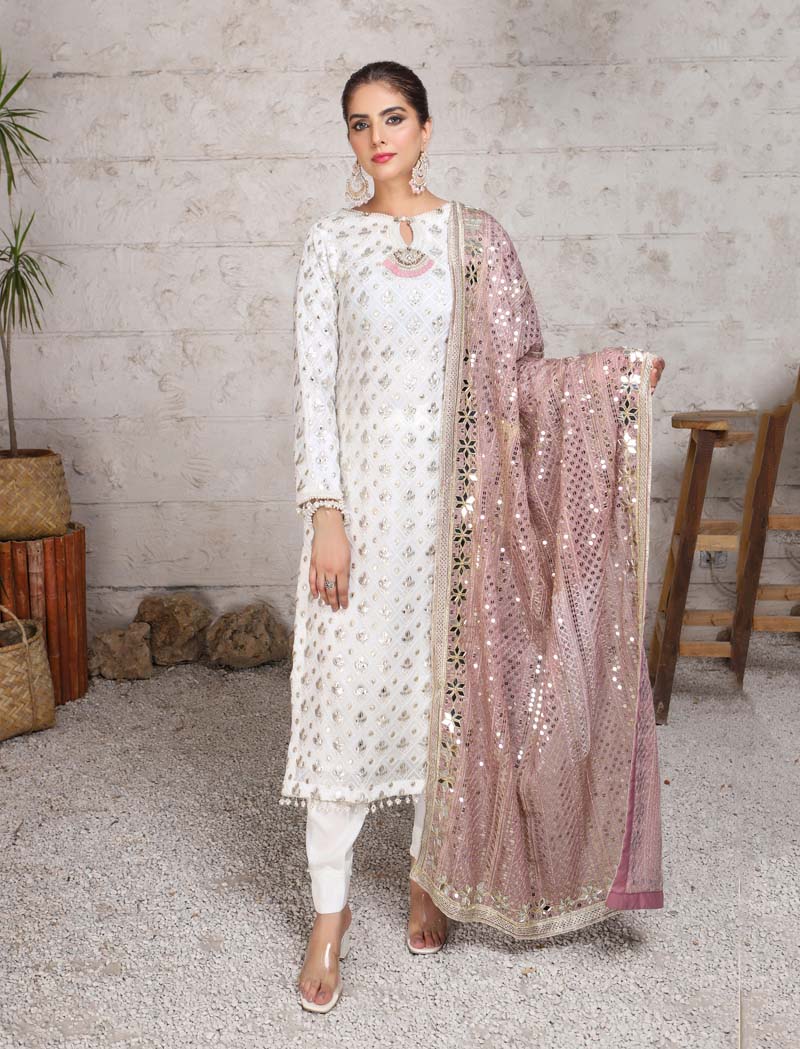 Imrozia Inspired Riwayat Embroidered Pink and Green 3 Piece Wedding Outfit