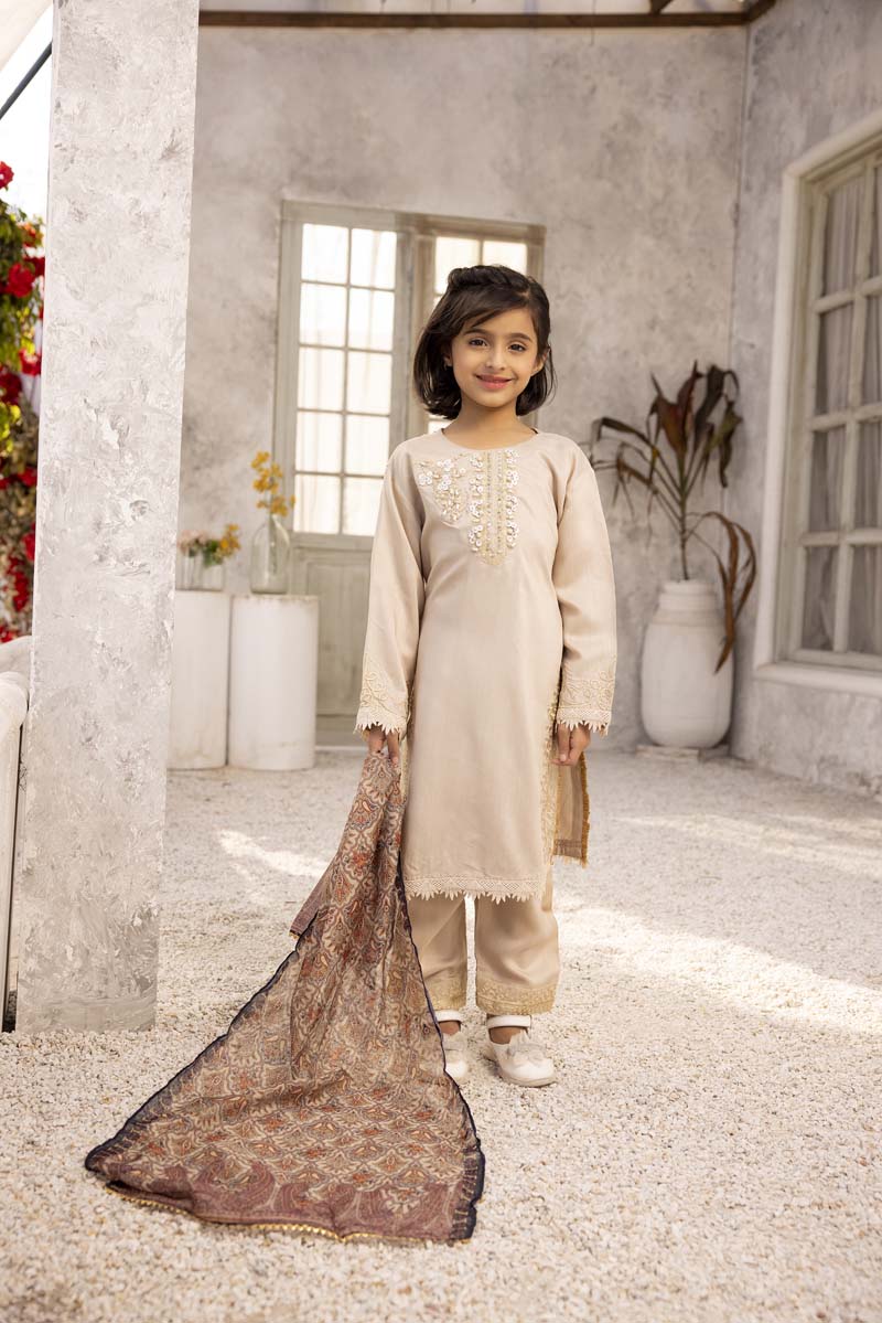 Nakhra Viscose Mummy & Me Girls Beige Outfit MNC01K - Desi Posh