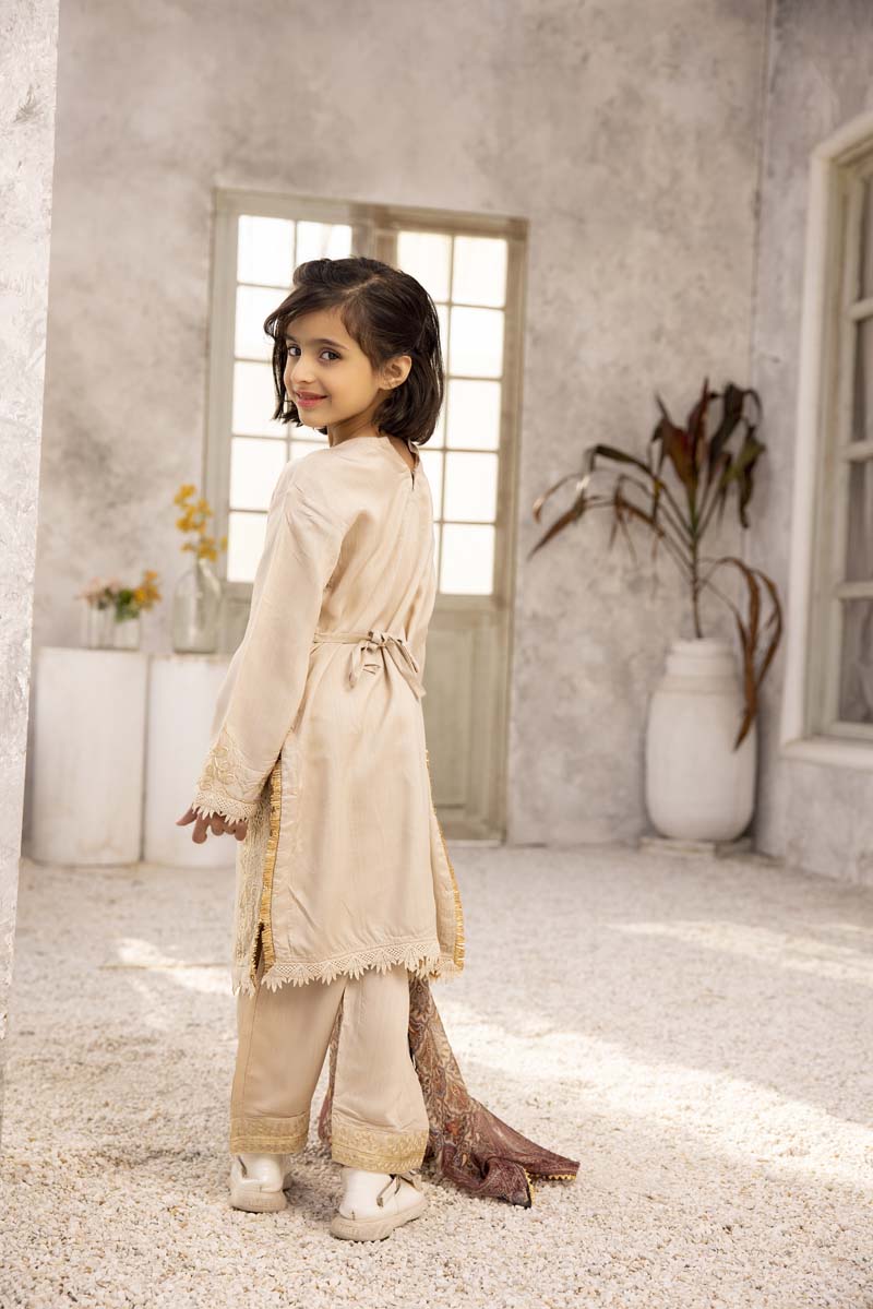 Nakhra Viscose Mummy & Me Girls Beige Outfit MNC01K - Desi Posh