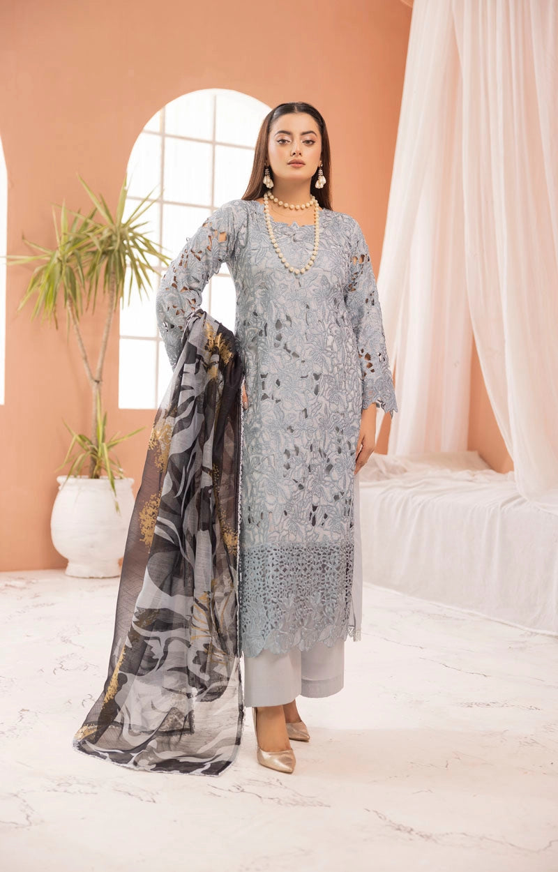 Rang Rasiya Alaya Inspired Embroidered Blue 3 Piece Outfit