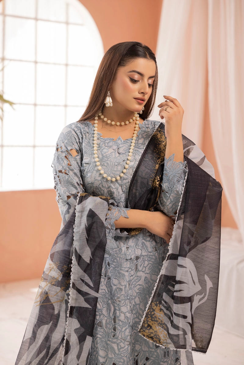 Rang Rasiya Alaya Inspired Embroidered Blue 3 Piece Outfit