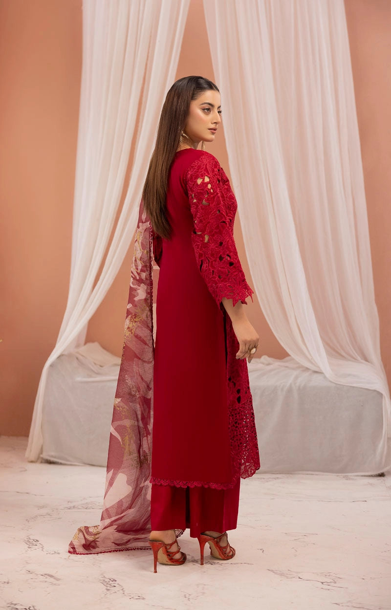 Rang Rasiya Alaya Inspired Embroidered Red 3 Piece Outfit