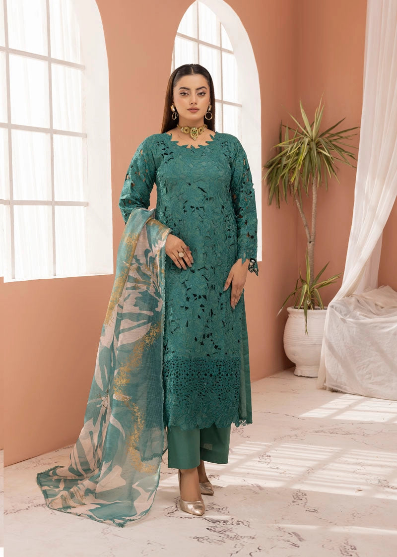 Rang Rasiya Alaya Inspired Embroidered Green 3 Piece Outfit