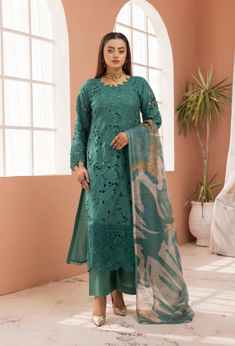 Rang Rasiya Alaya Inspired Embroidered Green 3 Piece Outfit