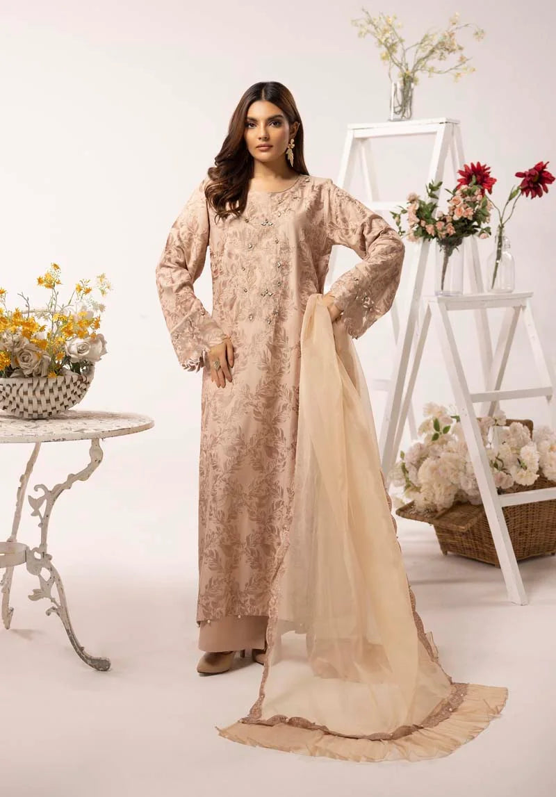 Nakhra 3 Piece Linen Suit with Organza Net Dupatta FL02