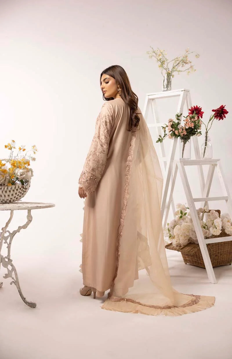 Nakhra 3 Piece Linen Suit with Organza Net Dupatta FL02