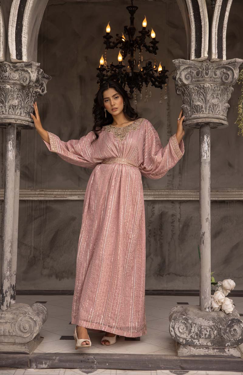 Jeem Mummy & Me Ladies Pink 3 Piece Wedding Kaftan