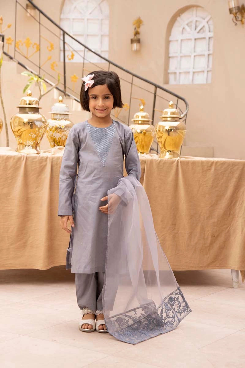 Nakhra Mummy & Me Girls Steel Blue Eid Outfit NKR05K