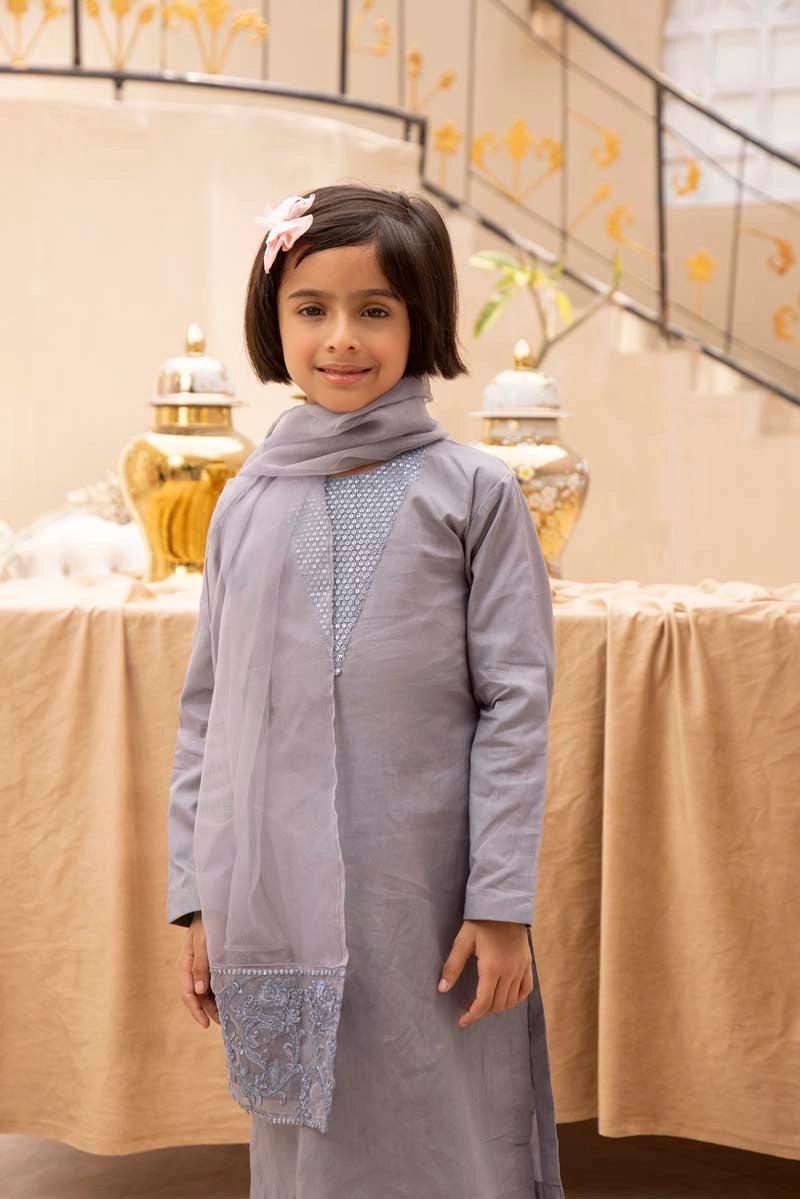 Nakhra Mummy & Me Girls Steel Blue Eid Outfit NKR05K