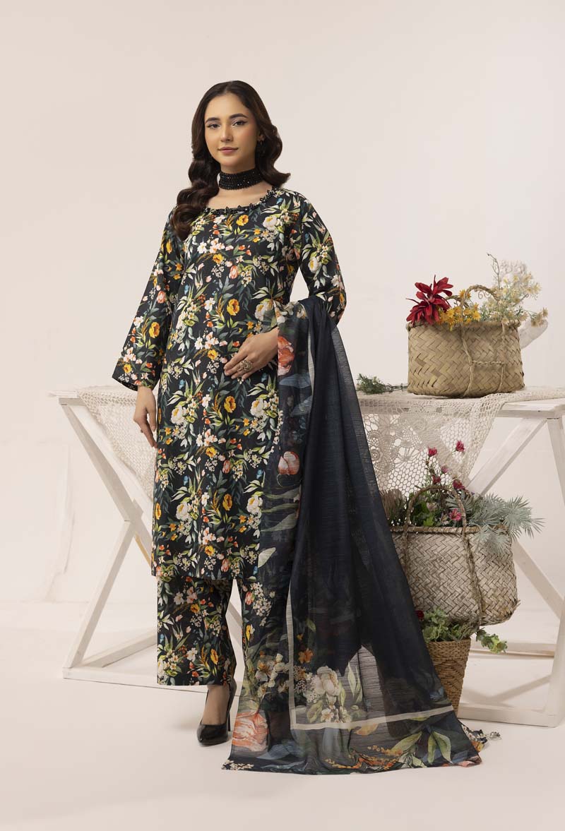 Aleena Khadder Suit with Digital Printed Dupatta Midnight