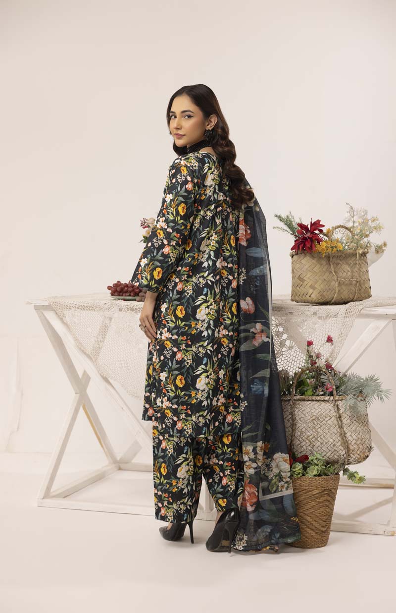 Aleena Khadder Suit with Digital Printed Dupatta Midnight