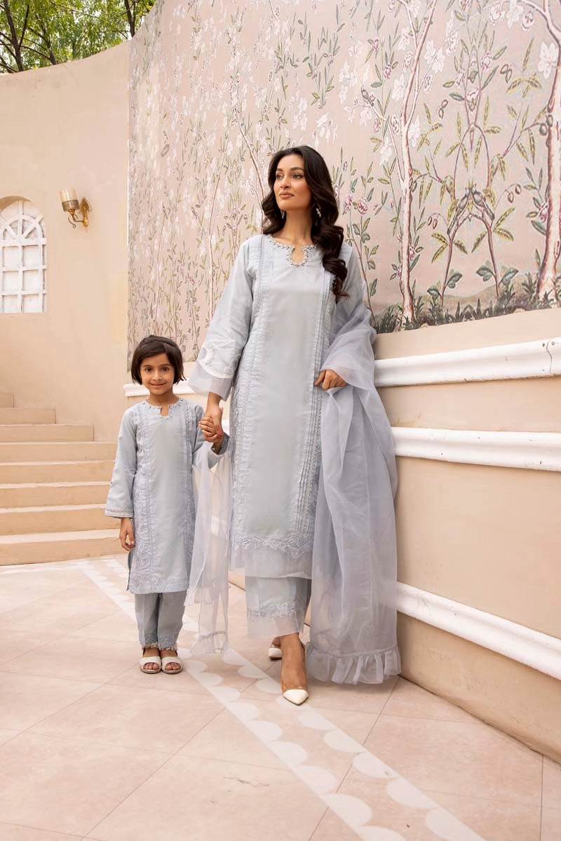 Nakhra Mummy & Me Girls Pastel Blue Eid Outfit NKR04K