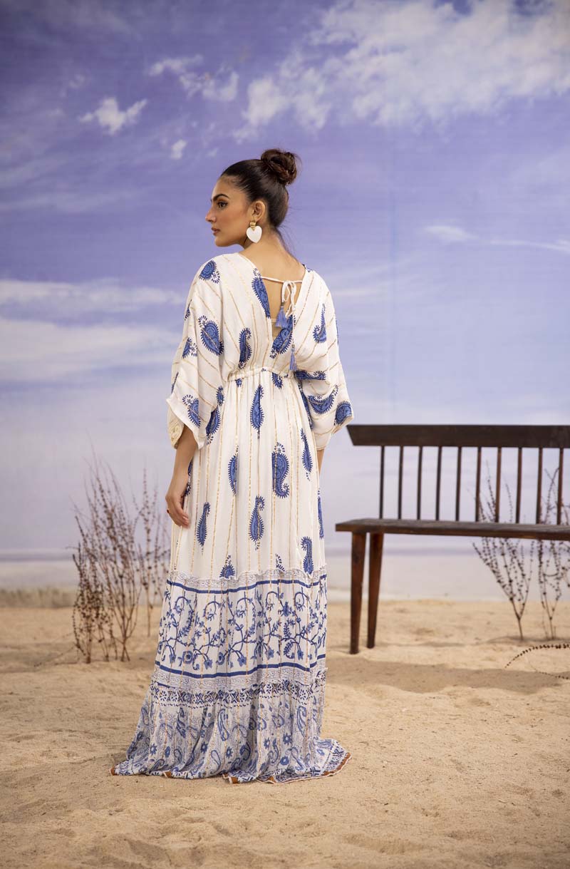 Summer Sizzler Designer Long Chiffon Dress Blue