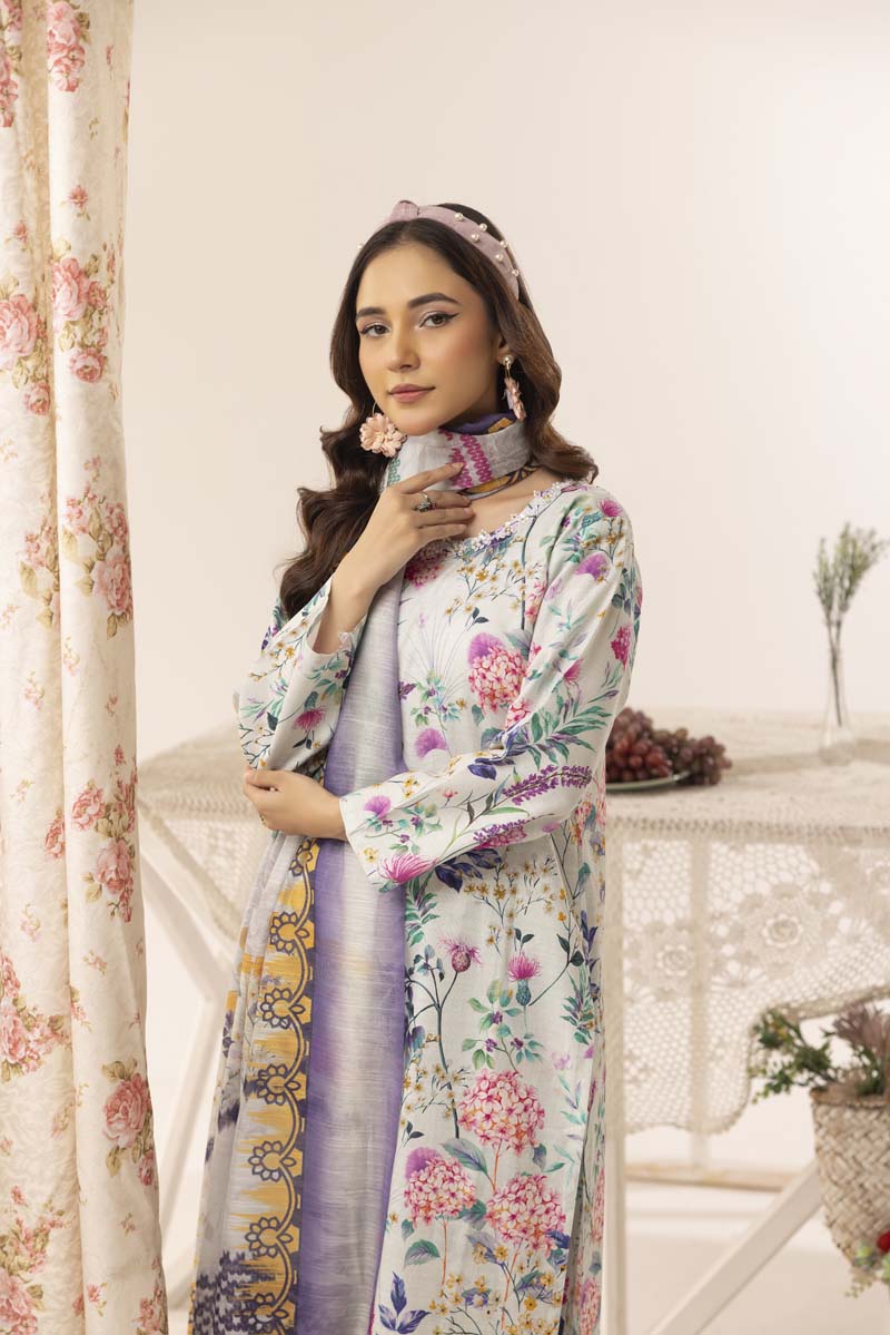 Aleena Khadder Suit with Digital Printed Dupatta Sky Blue