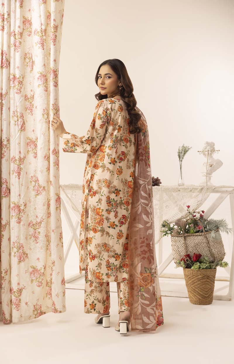 Aleena Khadder Suit with Digital Printed Dupatta Peach