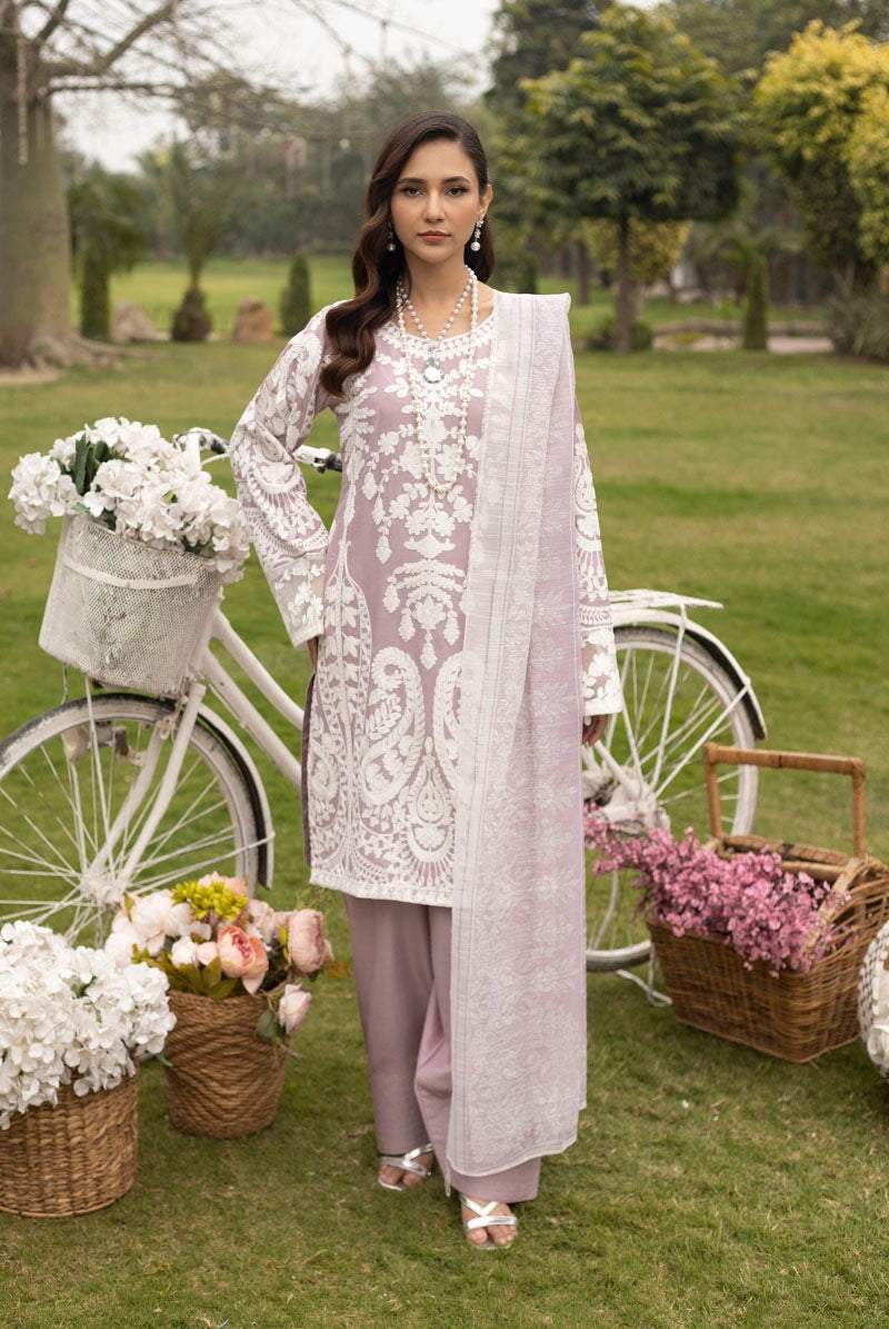 Jannat Farshi Salwar Ladies Linen Lilac Embroidered Eid Outfit