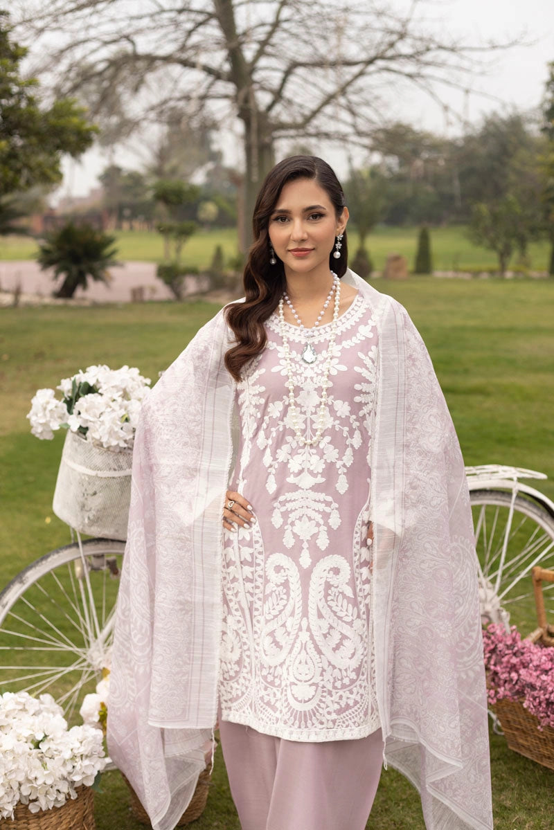 Jannat Farshi Salwar Ladies Linen Lilac Embroidered Eid Outfit