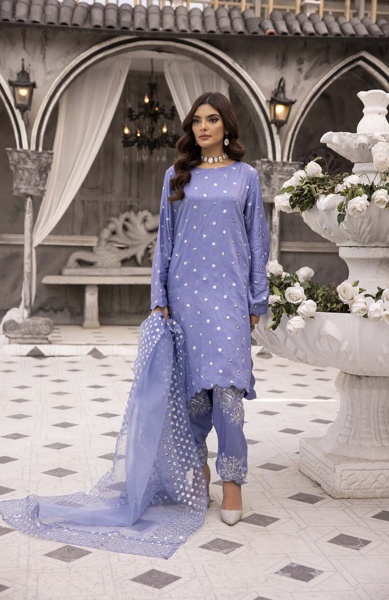 Ivana Luxury Blue Viscose Embroidered Salwar Eid Outfit 2418 - Desi Posh