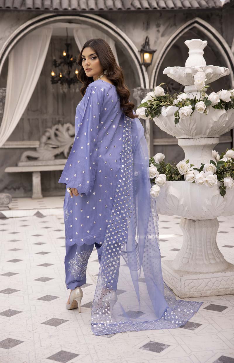 Ivana Luxury Blue Viscose Embroidered Salwar Eid Outfit 2418 - Desi Posh