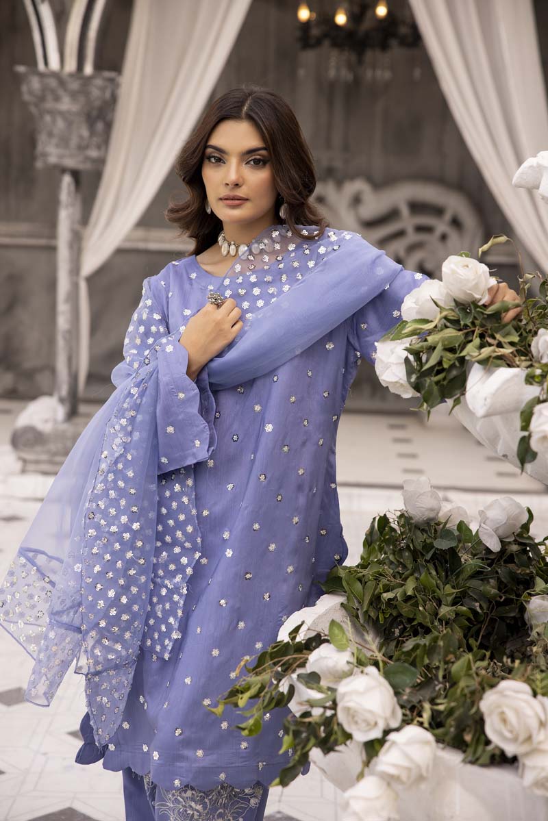 Ivana Luxury Blue Viscose Embroidered Salwar Eid Outfit 2418 - Desi Posh