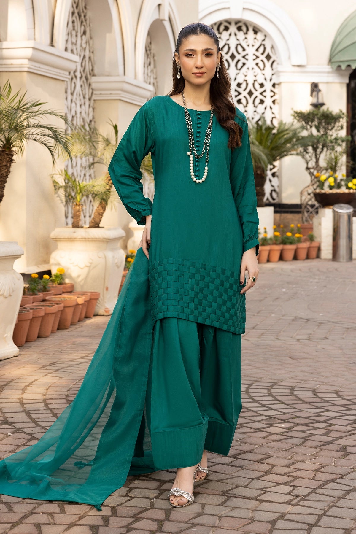 Hussain Rehar inspired Farshi Mummy & Me Ladies Forest Green Eid Outfit