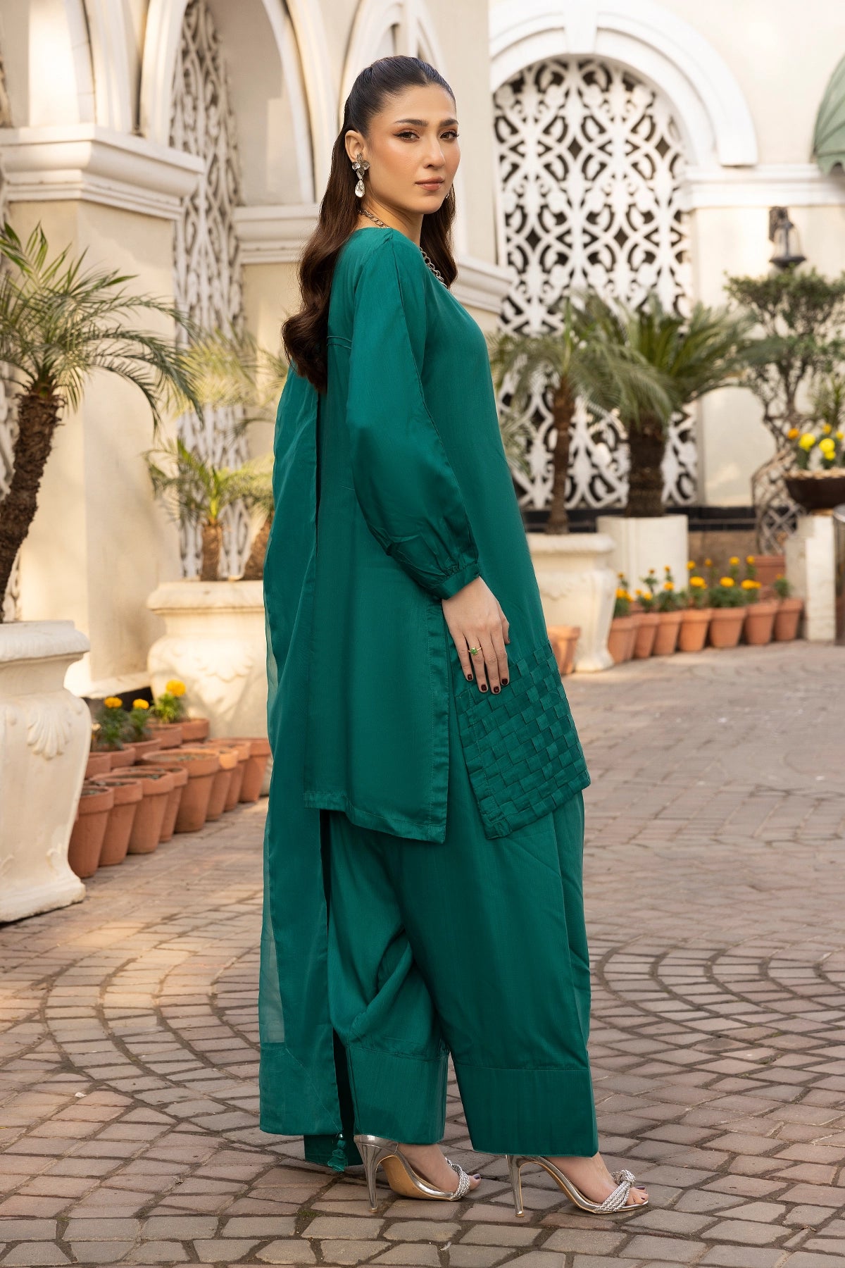 Hussain Rehar inspired Farshi Mummy & Me Ladies Forest Green Eid Outfit