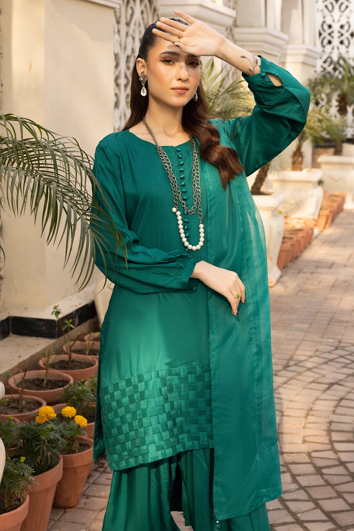 Hussain Rehar inspired Farshi Mummy & Me Ladies Forest Green Eid Outfit