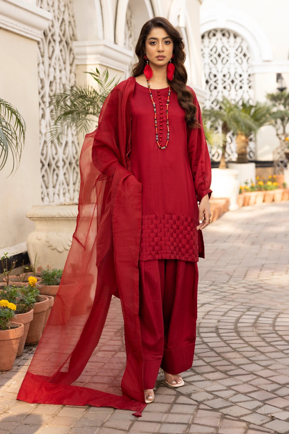 Hussain Rehar inspired Farshi Mummy & Me Ladies Red Eid Outfit